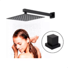 Ducha Quadrada Slim 25x25 Com Acabamento Quadrado Preto Fosco