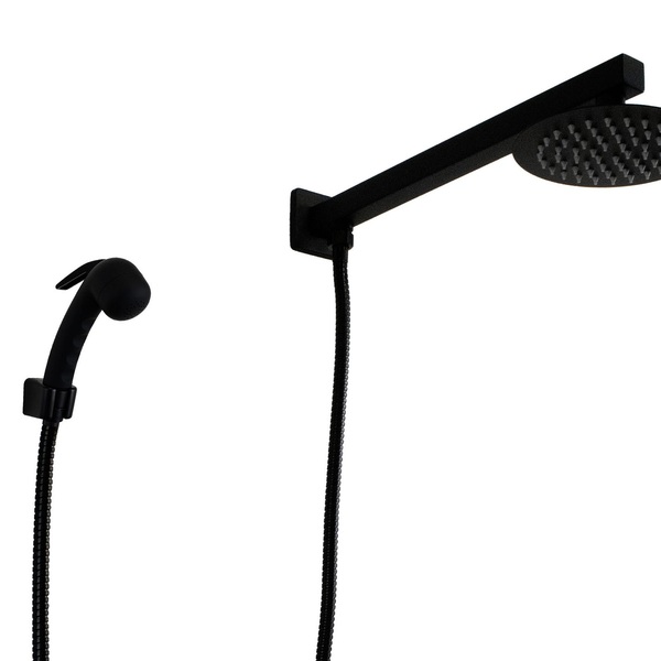 Ducha Redonda 15 Cm Black Em Inox Com Ducha De Mão Em Abs