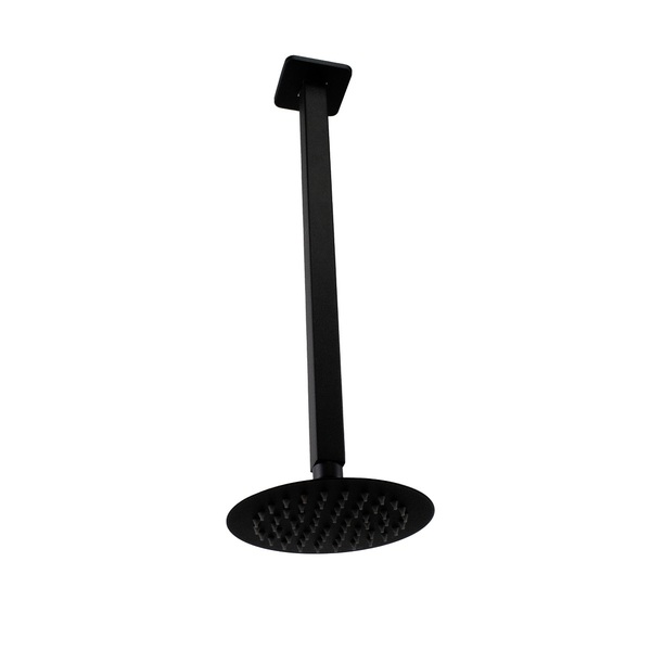 Ducha Redonda 15 Cm Em Inox 304 Preto Fosco Com Cano Quadrado