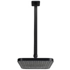 Ducha Retangular 30x20 Cm Preto Em Abs C/ Cano De Teto 40 Cm