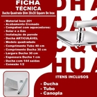 Ducha Square Quadrada Slim 30x30 Inox Com Tubo E Canopla
