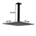 Ducha Teto Chuveiro Inox 30x30 Metal Preto Fosco
