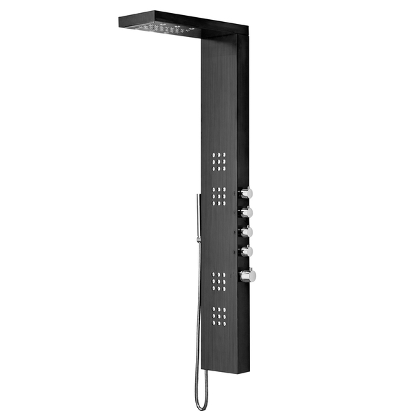 Ducha Vertical Com Hidro Cascata E Led Square (inox Preta)