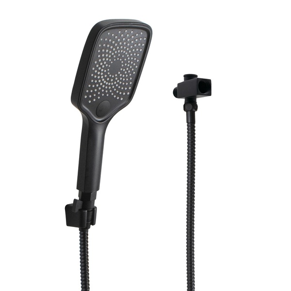 Duchinha De Mão Em Abs Preto Fosco Com Mangueira Flexível De