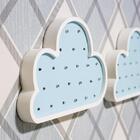 Duo De Nuvens Luminosas Mdf Luminária Led Quarto De Menino Az