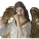 Dupla Anjos Músico Flautista Harpista Em Resina Natal 38cm