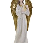 Dupla Anjos Músico Flautista Harpista Em Resina Natal 38cm