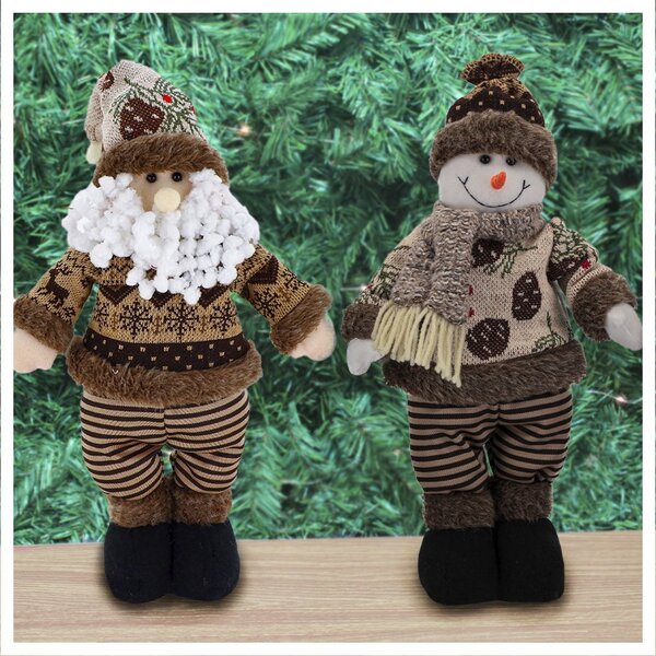 Dupla Boneco De Natal Boneco De Neve E Papai Noel 37cm