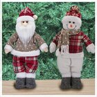 Dupla Boneco De Natal Boneco De Neve E Papai Noel Xadrez 37cm