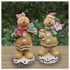 Dupla Boneco Decoração Natal Biscoito Natalino Em Resina 16cm
