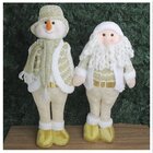 Dupla Boneco Natalino Papai Noel E Boneco De Neve Dourado