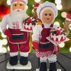 Dupla Bonecos Natalino Mamãe E Papai Noel Confeiteiros 50cm