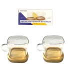 Dupla Caneca Quad. Borossilicato Com Pires Bambu 130ml Mimo