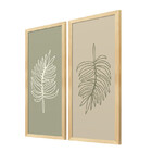 Dupla De Quadros Decorativo Folha Jogo Minimalista Para Sala