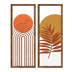 Dupla De Quadros Decorativos Abstrato Formas Ramos