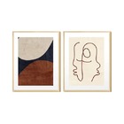 Dupla De Quadros Decorativos Abstrato Linhas Formas