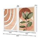 Dupla De Quadros Decorativos Boho Abstrato Laranja Folhagem