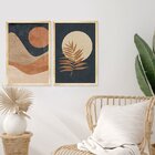 Dupla De Quadros Decorativos Boho Formas Abstrato Moderno