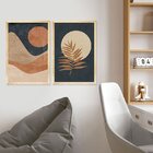 Dupla De Quadros Decorativos Boho Formas Abstrato Moderno