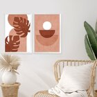 Dupla De Quadros Decorativos Boho Rosa Costela De Adão