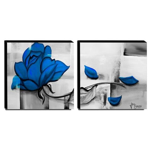 Dupla De Quadros Decorativos Canvas Rosa Azul 60x60cm Cada-qf