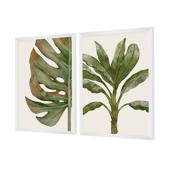 Dupla De Quadros Decorativos Folhagens Plantas Verdes