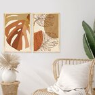 Dupla De Quadros Decorativos Formas Boho Laranja