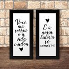 Dupla De Quadros Decorativos Frase Quarto Casal Preto Branco