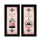 Dupla De Quadros Decorativos Motivação Amor Pássaro Floral Vi