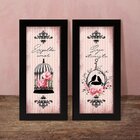 Dupla De Quadros Decorativos Motivação Amor Pássaro Floral Vi