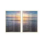 Dupla De Quadros Decorativos Paisagem Praia Mar Horizonte Com