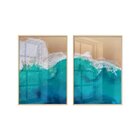 Dupla De Quadros Decorativos Paisagem Praia Mar Natural Azul