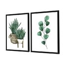 Dupla De Quadros Decorativos Plantas Verdes Minimalista