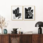 Dupla De Quadros Decorativos Preto E Branco Folhagens
