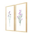 Dupla De Quadros Decorativos Ramos Flores Quarto Com Moldura