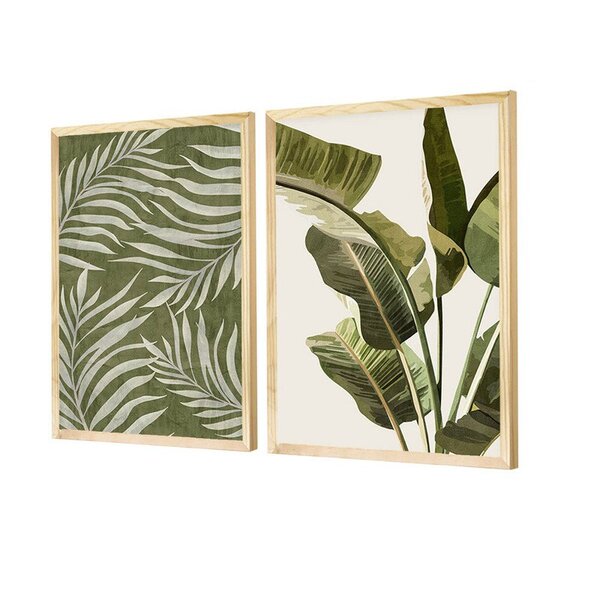 Dupla De Quadros Decorativos Verde Folhagens Natureza