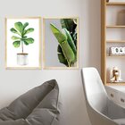 Dupla De Quadros Decorativos Verde Folhagens Plantas
