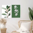 Dupla De Quadros Decorativos Verde Ramos Folhagens