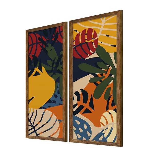 Dupla De Quadros Para Decoração Folhagem Colorido Cozinha