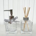 Dupla Difusor E Porta Sabonete Líquido De Vidro C/ Pedrarias