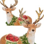 Dupla Estatueta Renas Grande Pequena Enfeite Natal Em Resina