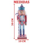 Dupla Soldados Quebra Nozes Lilás Rosa Natal Em Madeira 30cm
