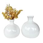 Dupla Vaso Bola Branco De Cerâmica Liso Moderno Decorativo