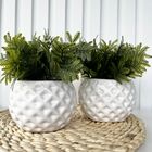 Dupla Vaso Cachepot Branco Em Alto Relevo 3d Decoração Casa