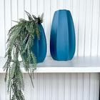 Dupla Vaso Centro De Mesa Alto Relevo Azul C/ Planta Decor
