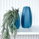 Dupla Vaso Centro De Mesa Alto Relevo Azul C/ Planta Decor