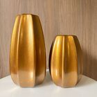 Dupla Vaso Centro De Mesa Em Alto Relevo Dourado Decor