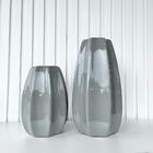 Dupla Vaso Centro De Mesa Grande Médio Alto Relevo Cinza