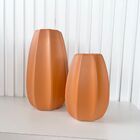 Dupla Vaso Centro De Mesa Grande Médio Alto Relevo Laranja