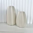 Dupla Vaso Centro De Mesa Grande Médio Alto Relevo Off White